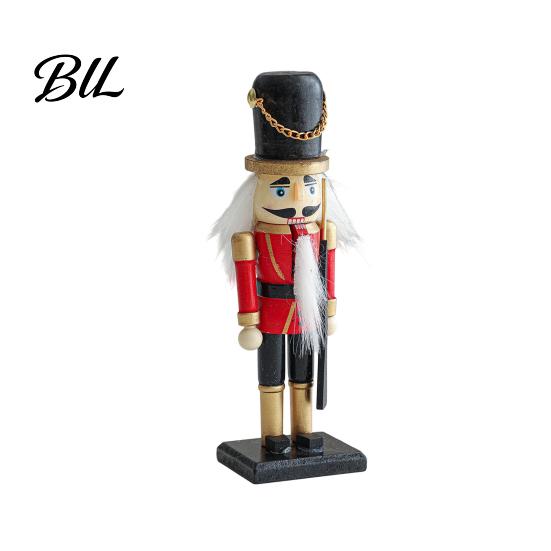 Traditional Nutcracker Statue Wooden Soldier Figurine, Handcrafted Solid Wood Christmas Tabletop Ornament Decorative for Holiday Desk And Bookshelf