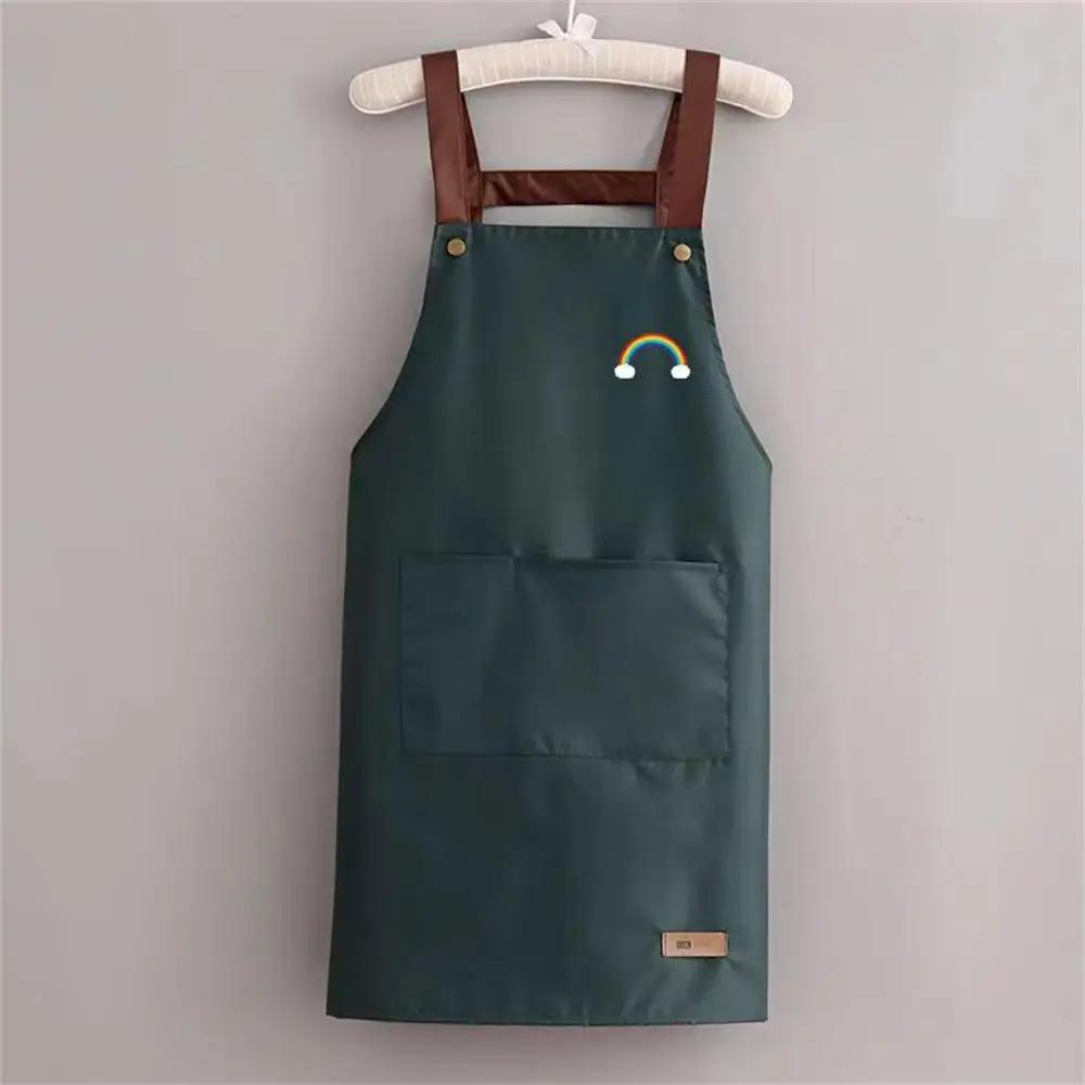 1Pcs Simple Waterproof Apron Wear Resistant Anti-Fouling Anti-Oil Zipper Large Pocket Apron Home Kitchen Apron