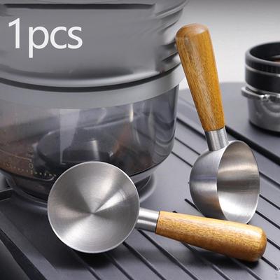 Cucchiaio da caffè con manico in legno, cucchiaio da cucina, cucchiaio da caffè in acciaio inox, per casa, cucina