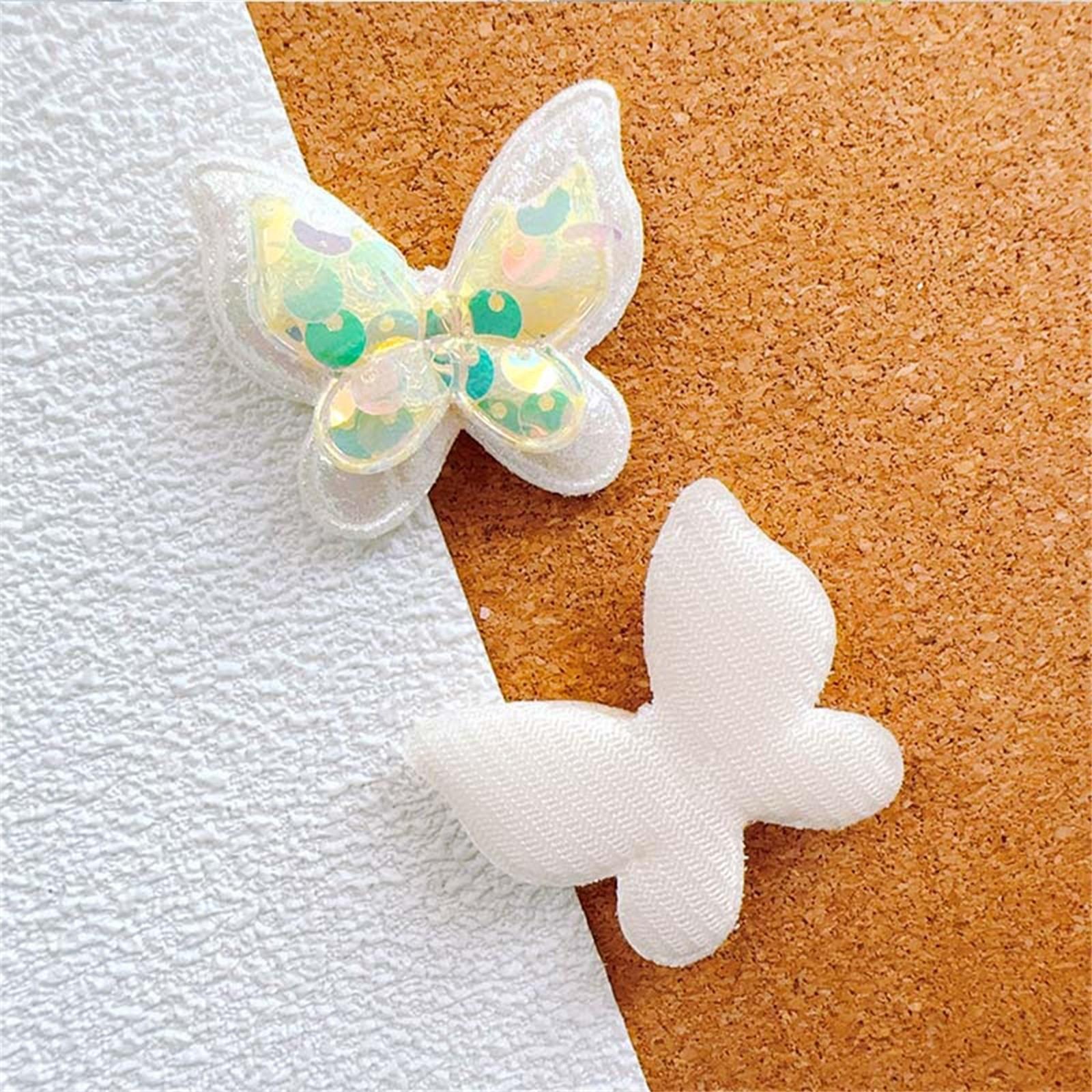 

12 шт. 40*35 мм блестящие пайетки бабочки мягкие аппликации для самостоятельного изготовления головных уборов заколки для волос банты украшения одежды шляпы обуви швейные заплатки One Size жёлтый