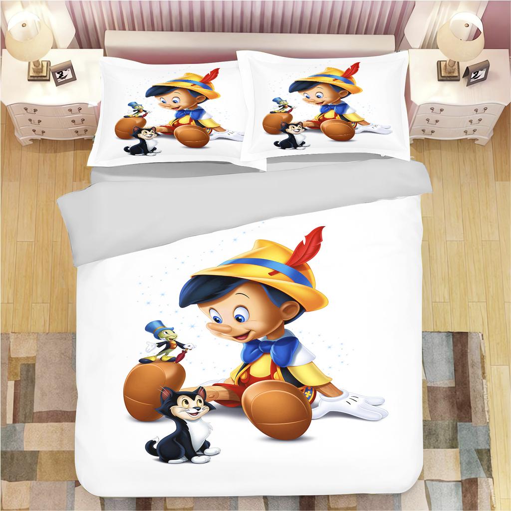 Pinocchio Cartoon Duvet Cover Set 3 Piece Soft Breathable Bedding Lightweight For Home Student Dormitory Bedroom Ideal Gift