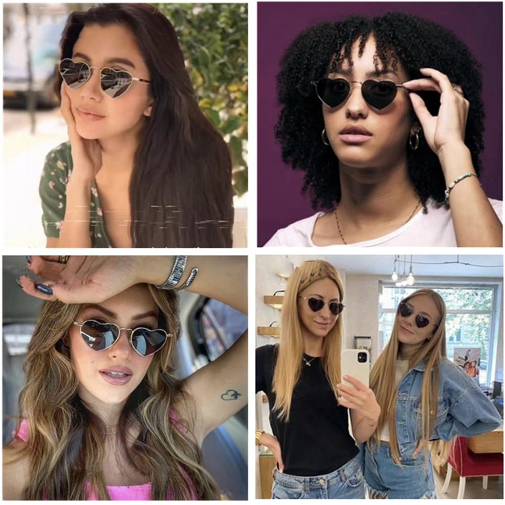 Vintage Metal Frame Polarized Glasses Eyewear Heart-Shaped Glasses Women Heart Sunglasses