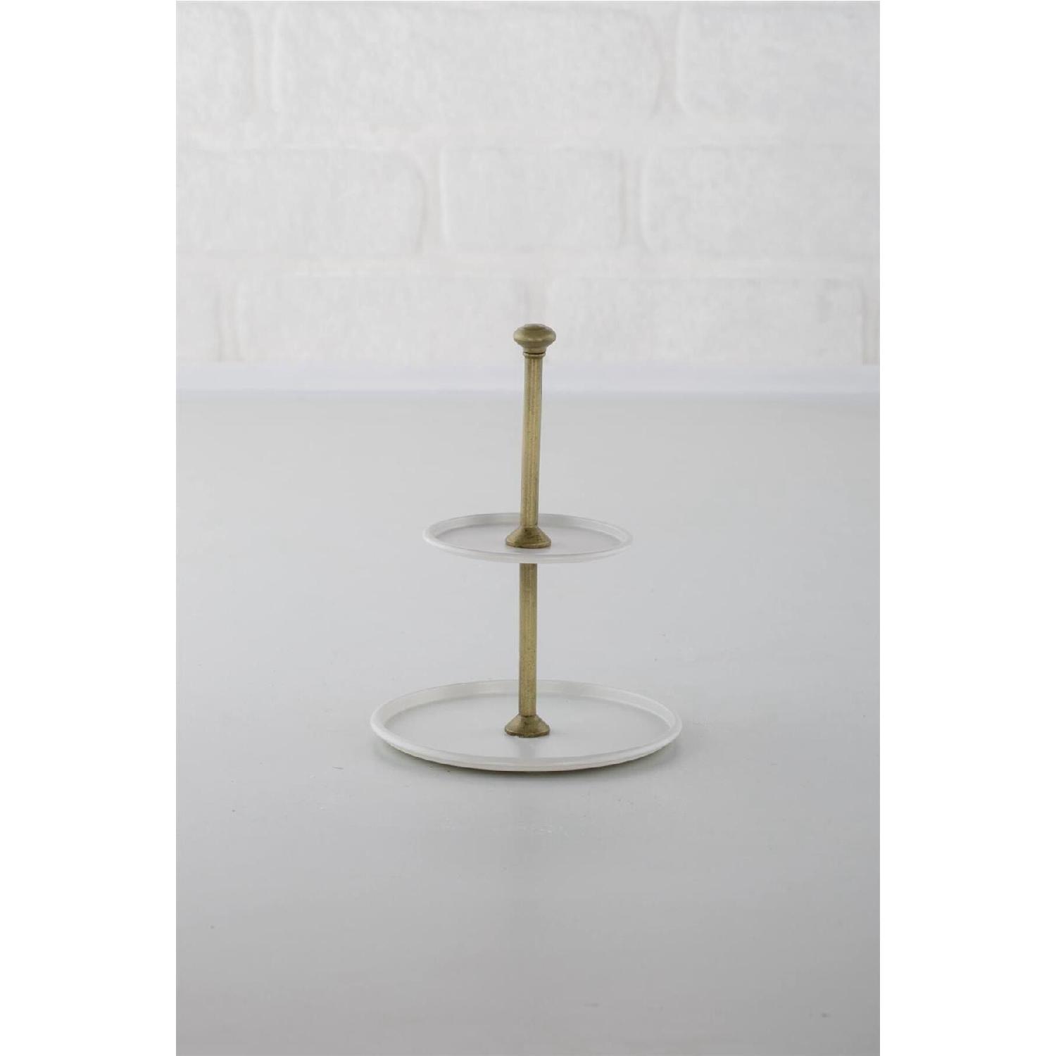 

Myra 2 Tier Galvanized Treat Jug With White And Antique Gold Handle 14x18 Cm белый