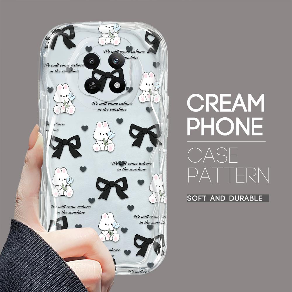 Cartoon Pattern Cream Texture Casing Wavy Edge Soft Silicone Cover Phone Case for OPPO Reno Realme OnePlus Vivo
