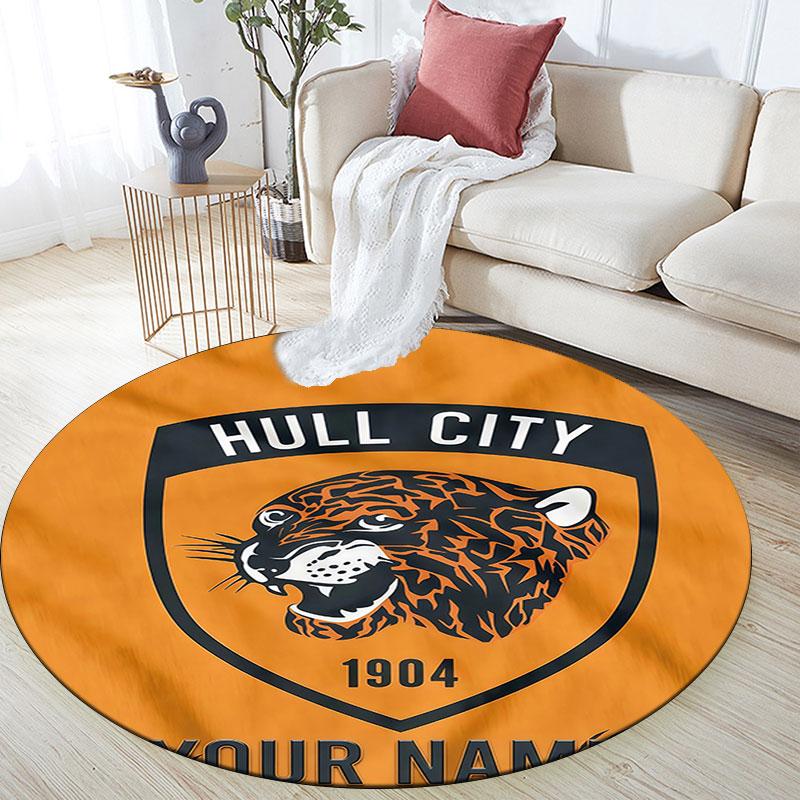 Custom Name,Hull City A.F.C pattern round rug,Carpet Rug for Living Room Bedroom Playroom ,Non-slip Floor Mat,Holiday Gifts and Birthday Gifts.