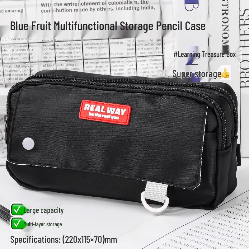 Large Capacity Blue Transparent Ita Pencil Case - Stylish and Functional for Students