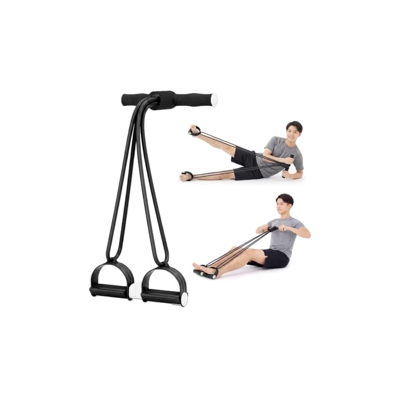 Arkmoon 2-Way Resistance Band with Pedal for Abdominal, Core, Leg, Arm, Shoulder, and Scapula Exercises - High Elasticity, Non-Slip, Posture