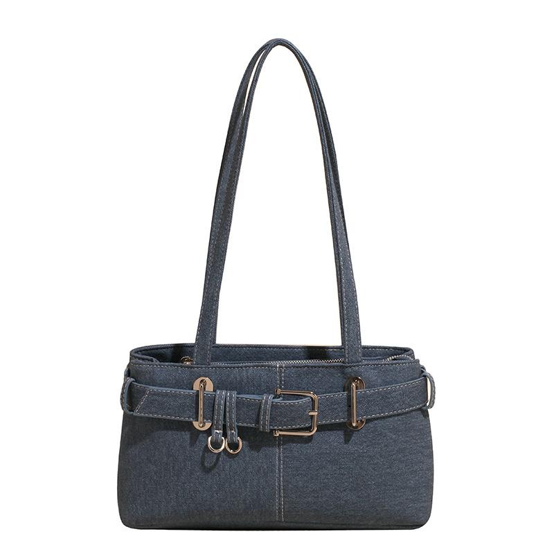 New niche versatile hand bag, retro armpit bag, denim bag, shoulder bag.