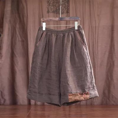 Dames Zomer Retro Bedrukte Casual Shorts Patchwork Losse Sportshorts