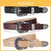 Elegant Pu Leather Belt With Alloy Floral Buckle For Women In Classic Vintage Colors