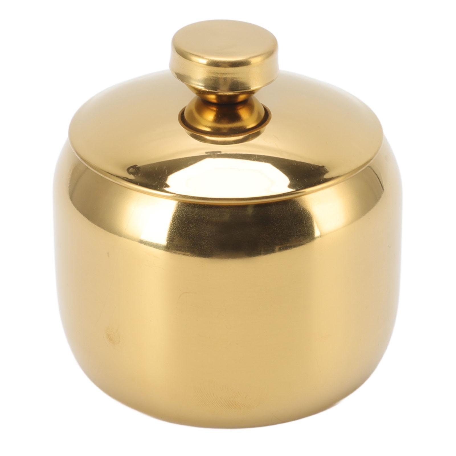 

Stainless Steel Gold Seasoning Condiment Pot Spice Salt Sugar Pepper Container Jar Storage Organizer with Lid Gold золотой