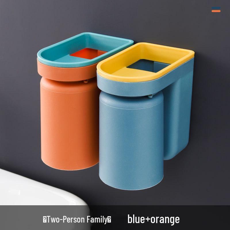 Wall-Mounted Toothbrush & Mouthwash Holder Set with Cup - Punch-Free Bathroom Storage Box