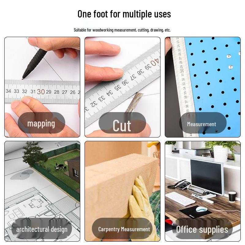 Thickened Stainless Steel L-Shaped Angle Ruler 90° for Woodworking - Available in 300mm, 500mm, and 600mm