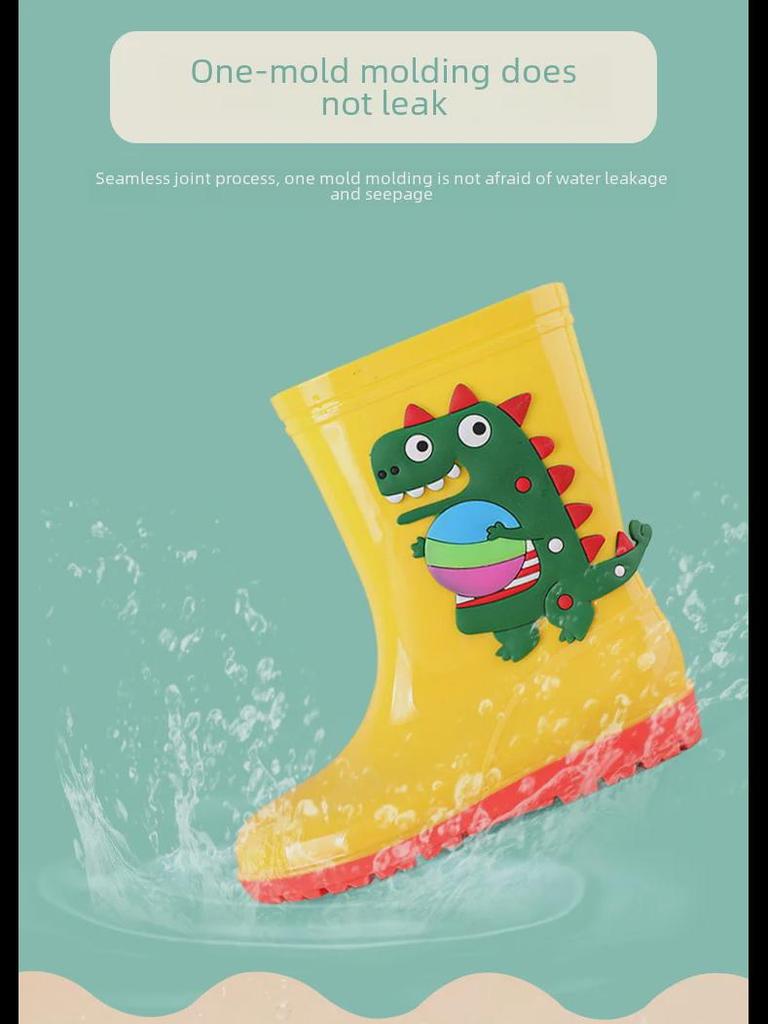 "Dinosaur Kids' Mid-Tube Rain Boots for Boys and Girls"
