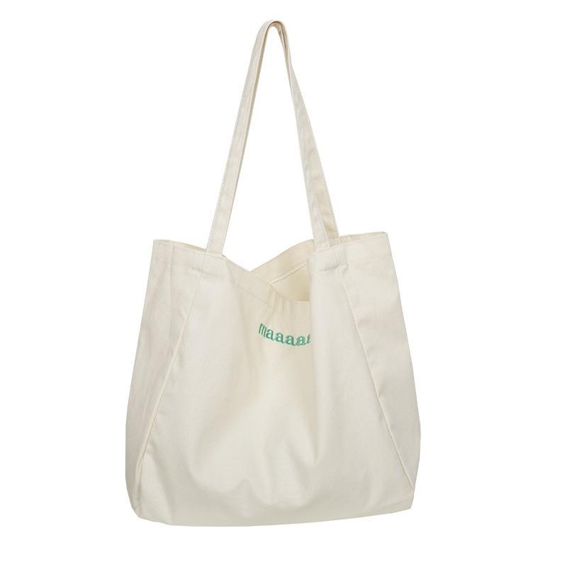 Candy-colored Letter Single-shoulder Canvas Tote Bag