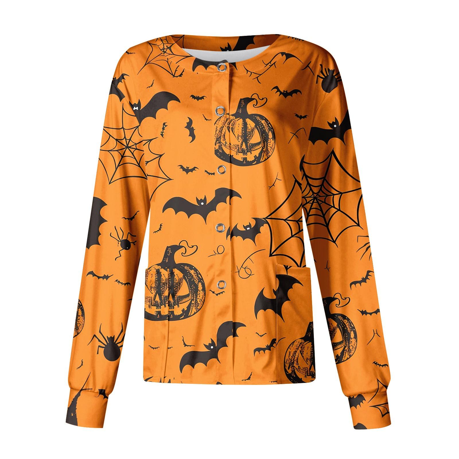 

Женский повседневный однобортный топ с длинными рукавами и принтом для няни на Хэллоуин XXXL оранжевый