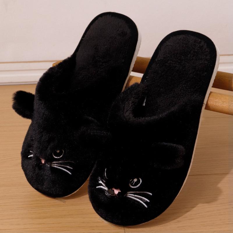 Cute Cat Slippers Women's Plush Slippers Cartoon Kitten Pattern, Warm Indoor House Shoes for Autumn and Winter, Unisex Soft Slippers, Couple Slippers
