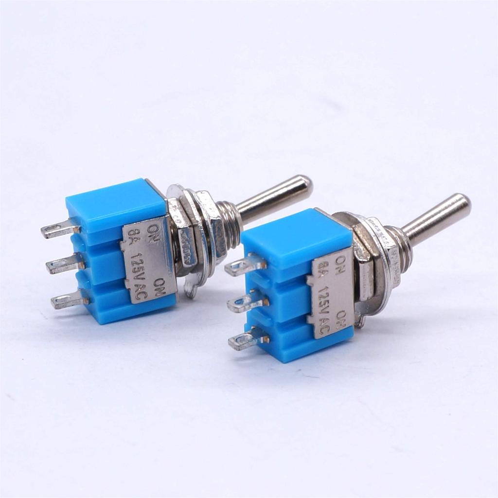 10pcs SPDT Mini Toggle Switch 3-Pin 2 Position ON/ON Miniature Toggle Switch 6A 125V AC Toggle Switch MTS-102