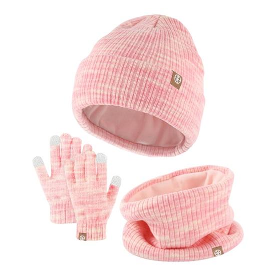 3 Pcs/Set Children Hat Scarf Glove Set Thickened Plush Knitted Anti-slip Windproof Keep Warm Girls Boys Outdoor Neck Cover Gloves Beanie Set
