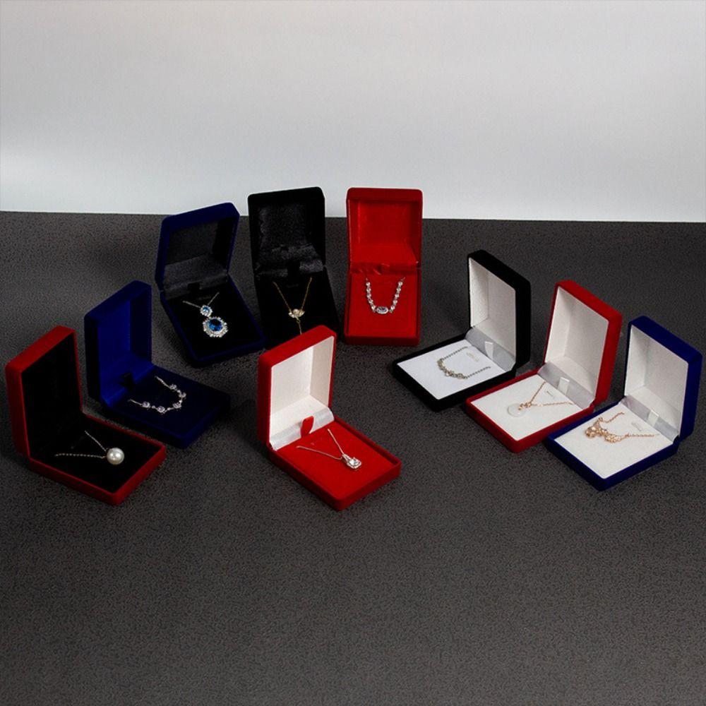 Velvet Necklace Storage Box Solid Color Necklace Holder Fashion Jewelry Display Box Necklace