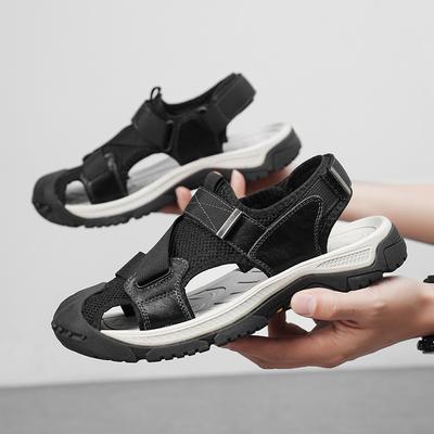 Fashion Men's Summer Breathable New High-quality Genuine Leather Beach Shoes Men's Outdoor Hollowed Out Mountaineering Casual Sandals