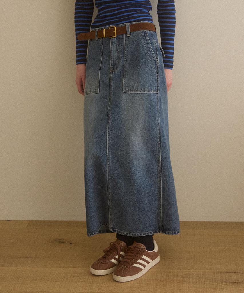 Opeundoeoseutyudio Hline Poketdenim Skirt Navy