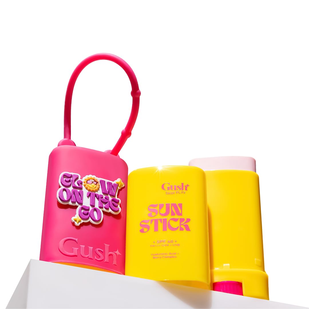 Gush Beauty Invisible Sunscreen Stick With Holder | SPF 60 PA +++ | UVA/UVB Rays Protection | Water Proof | No White Cast | With Hyaluronic Acid |