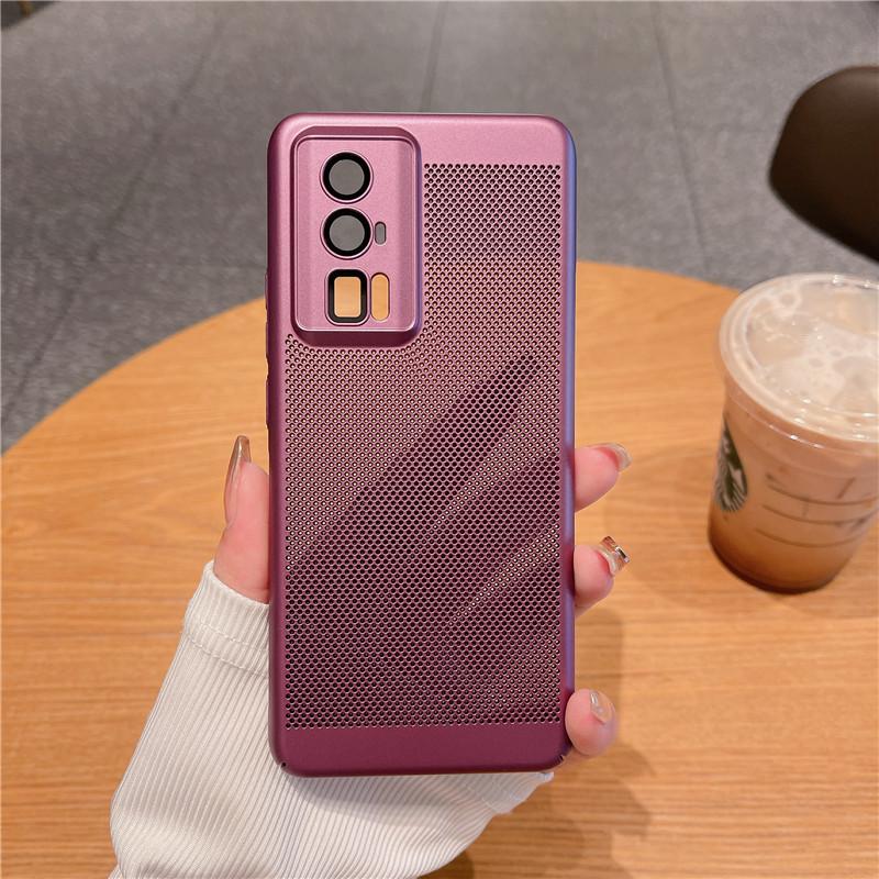 

Полный чехол для рассеивания тепла с пленкой для объектива для Xiaomi Poco F6 F5 Pro, дышащая охлаждающая сетка, жесткий корпус из ПК Poco F6 Pro вино красного