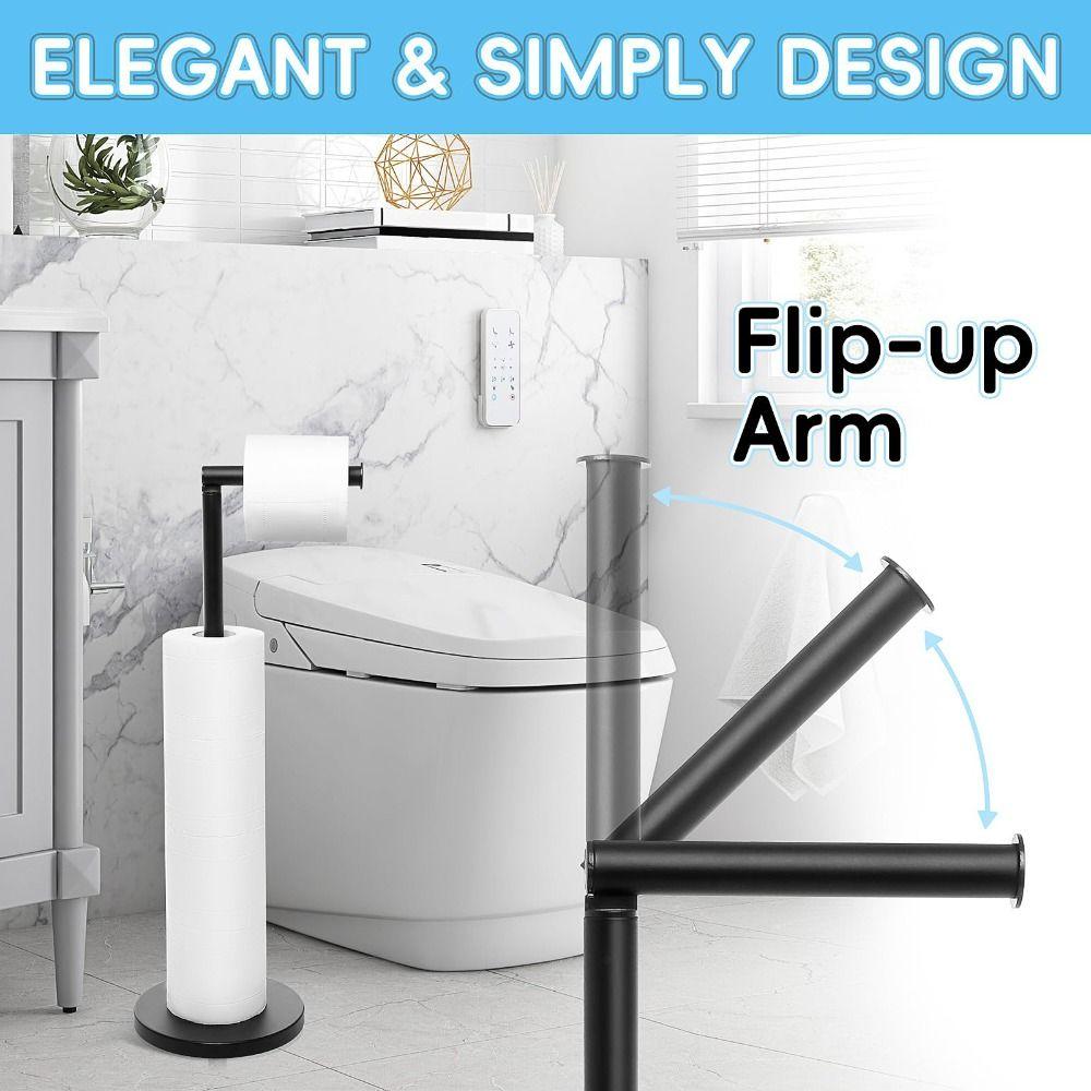 Rustproof Free Standing Toilet Paper Holder Stainless Steel Roll Paper Storage Rack  Bathroom