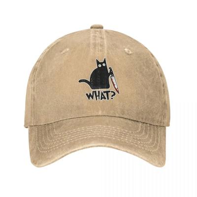 Retro Messer Katze Baseballkappe Unisex Used Gewaschen Kopfbedeckung Hip Hop Outdoor Laufen Golfkappen Hut