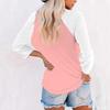 Women's Casual And Fashionable Patchwork V-Neck Top With Seven Quarter Sleeves Top