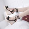 Skinny waterproof table slope heel fish mouth high heel sandals women's summer new foot ring strap bow women's sandals