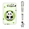 New Panda Printing Plastic Card Holder with Long Lanyard Slide Card Case ID Card Protective Cover