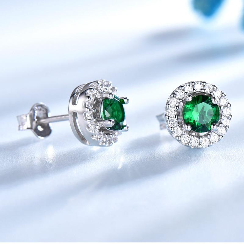 Gica Gema Bijoux Argent Sterling S925 Rond Personnalisé Classique Boucles d'Oreilles Puces Pour Femmes Bijoux Fins de Haute Qualité Cadeau pour la Saint-Valentin