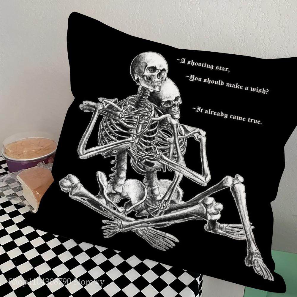 1pc Anatomical Skeleton Chalkboard Pillow Case Square Bedroom Sofa Leisure Comfort Cushion Car Living Room Home Decoration