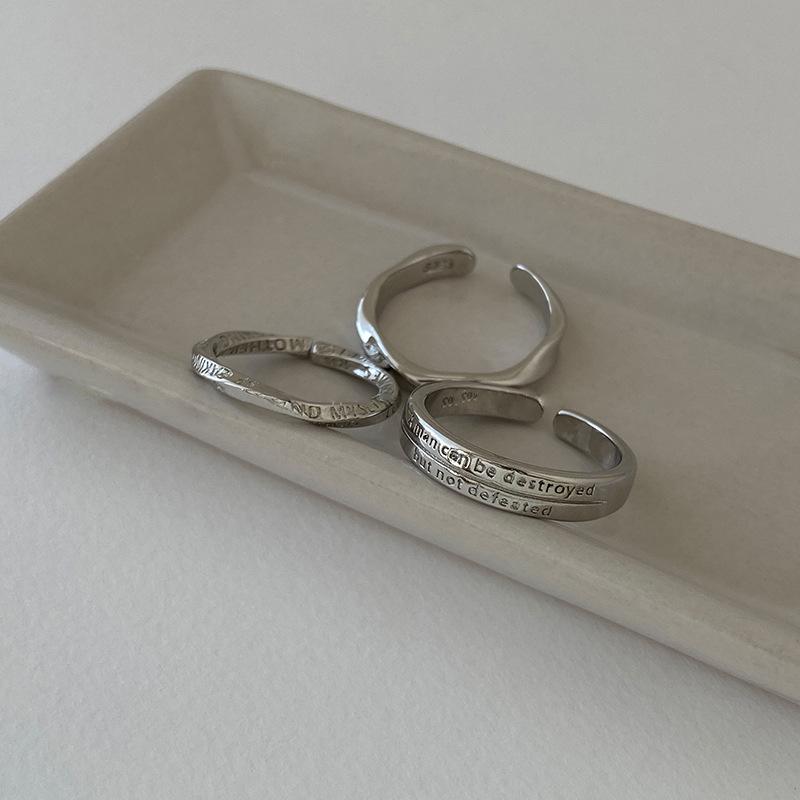 Silver Three-Piece Adjustable Ring Set: Simple & Versatile Fashion for Women