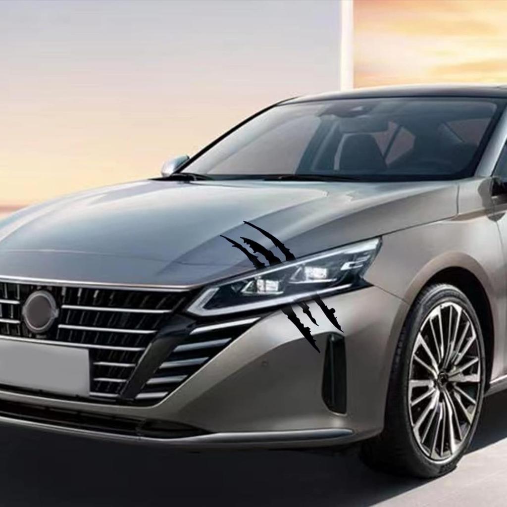 2PCS Car Stickers Reflective Monster Claw Scratch Marks Light Bumper Sticker Waterproof, Claw Marks Decal Reflective Sticker for Car Headlamp,