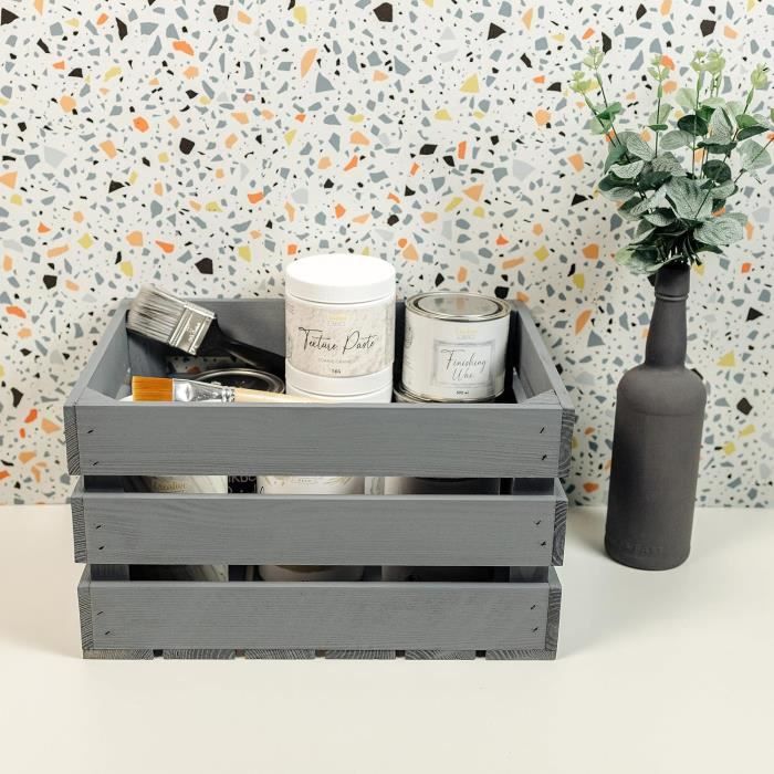 Creative Deco Lot de 3 Caisse en Bois Gris | 40 x 30 x 23 cm | Caisse Rangement Bois | Caisse en Bois Rangement Vintage