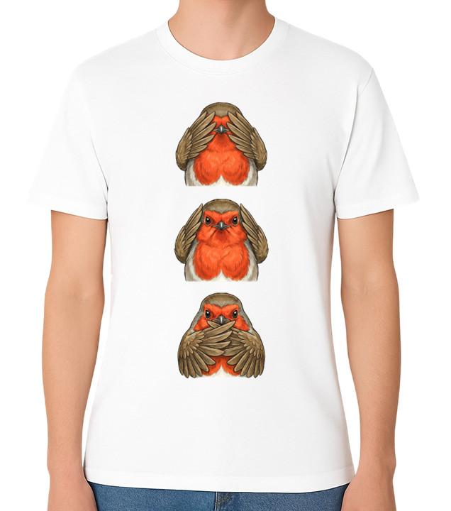 See No Evil Hear No Evil Speak No Evil Robin Bird Unisex T-Shirt S разноцветный