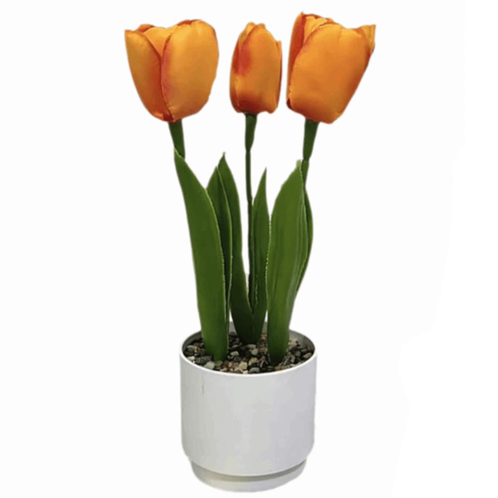 3/5 Heads Artificial Tulip Flower Bonsai Multicolor White Flowerpot Simulation Flower Bonsai Photo Props Faux Flower Potted Gift