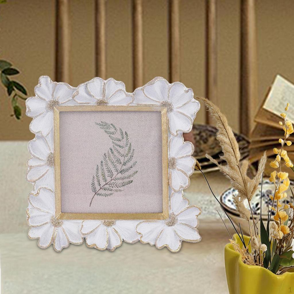 Decorative Resin Photo Frame , Vintage Holder for Classic European Ornament, Floral