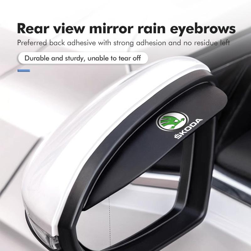 AAABQ1 For Skoda 2PCS Soft Rubber Rearview Mirror Rain Eyebrow Styling Accessories Fabia Kamiq Superb Scala Enyaq-iV MK3 VisionS Yeti