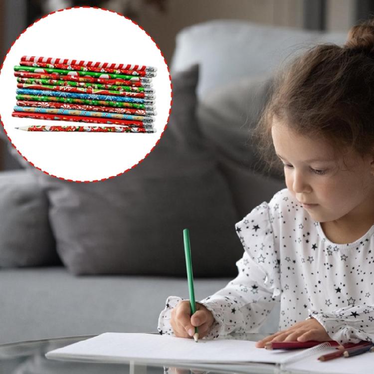 Pack Of 48 Cartoon Christmas Pencils with Erasers for Kid Student Game Reward Wood Drawing Pencils for Writing Drawing
