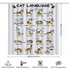 Unleash Your Feline Inner Self With These Adorable Cat Language Shower Curtains A Unique Home Decor Item Featuring Funny Illustr