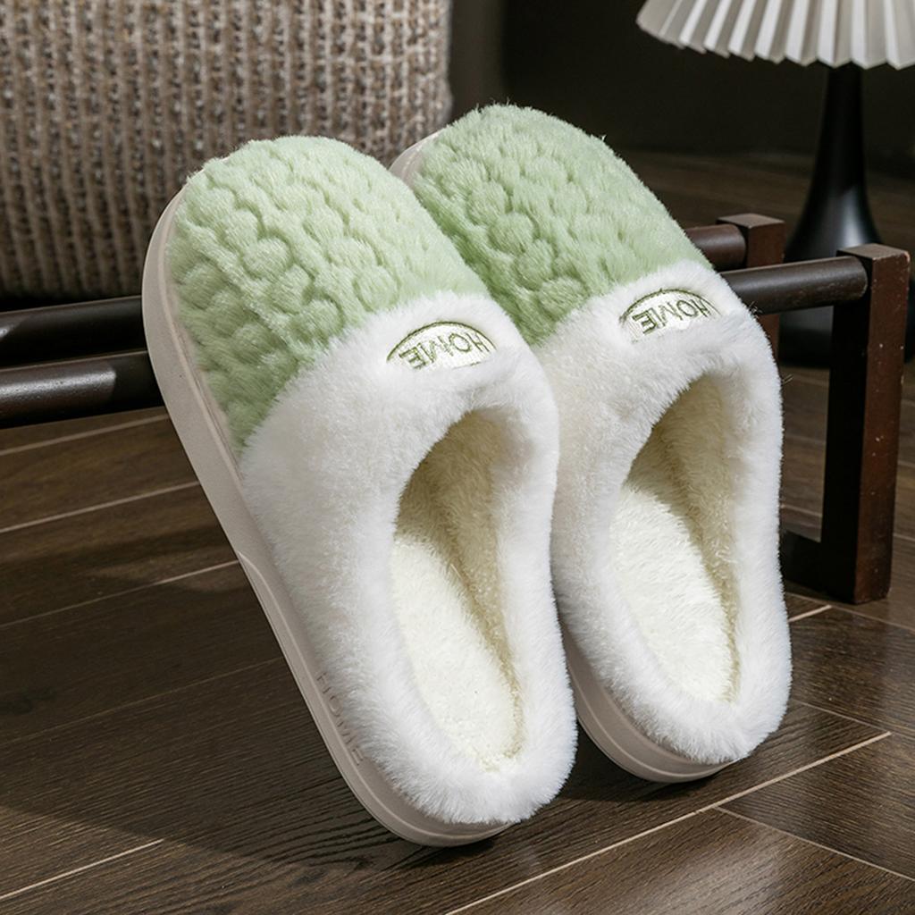 Women's Casual Versatile Plush Slippers Warm Thick Sole Wear Warm Cotton Slippers Womens Slippers with Bow