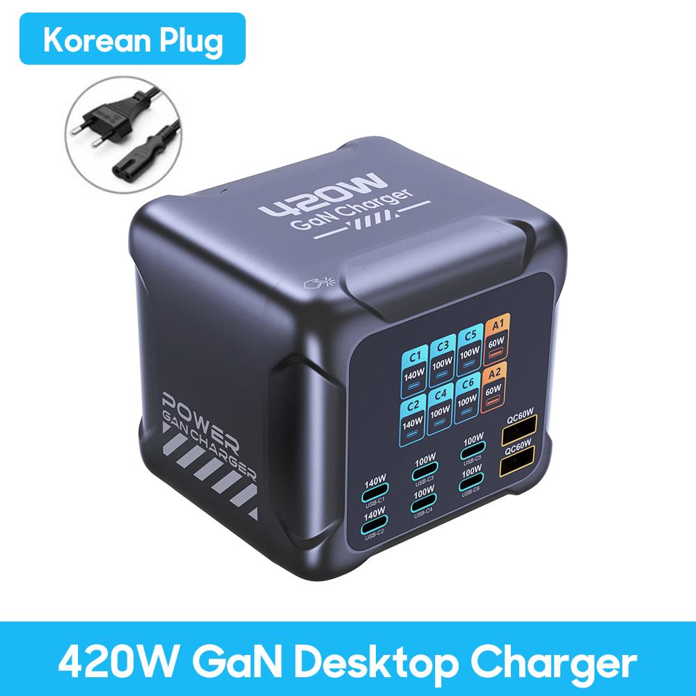Ubigbuy 420W GaN Ladegerät PPS PD3.1 140W USB Typ C Ladegerät Digitalanzeige Schnellladestation für MacBook 17 Samsung