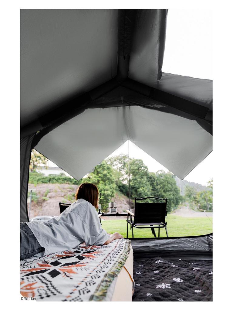 Mountain Guest 8+8 Flat Inflatable Camping Tent with Tarp for Outdoor Use