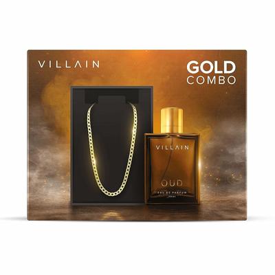 VILLAIN Gold Combo, OUD Eau De Parfum 100ml & 18k Micro Gold Plated Chain -