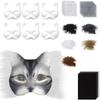 Lustiges Therianer Masken-Set Katzen Füchse Maske mit Fellen Augennetzen DIY Pelzige Tiermaske zum Bemalen für Halloween Cosplay Party