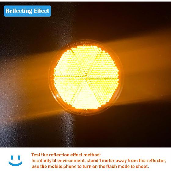 EMARK/DOT/CCC 2pcs Round Reflector Self Adhesive Stick on Trailer Driveway Mailbox(Amber)